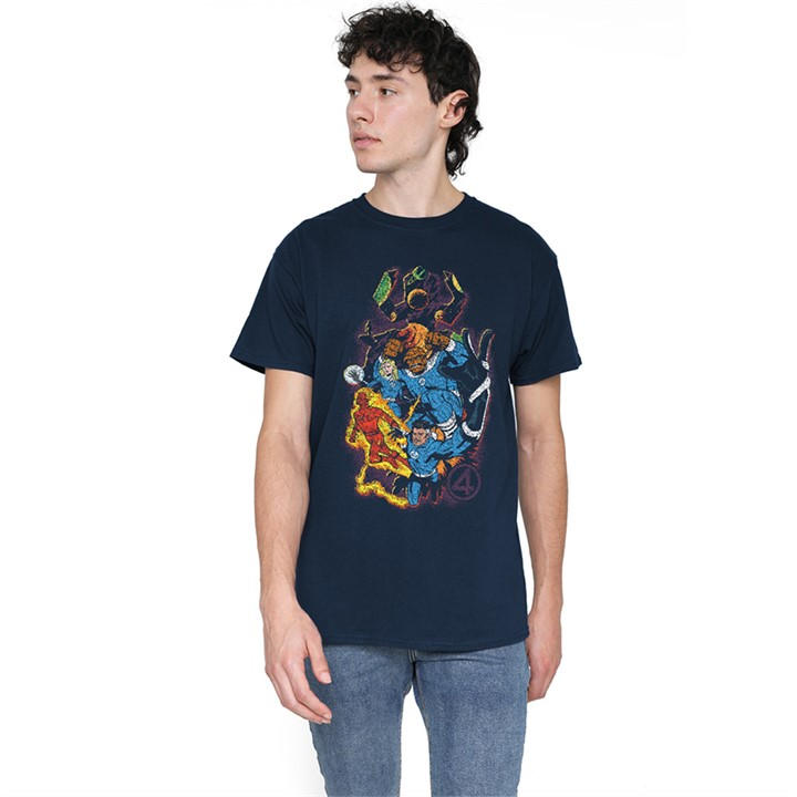 Marvel Men's Blue Fantastic Four Cosmic Heroes & Villains T-Shirt N in Size 4XL, Sports Direct