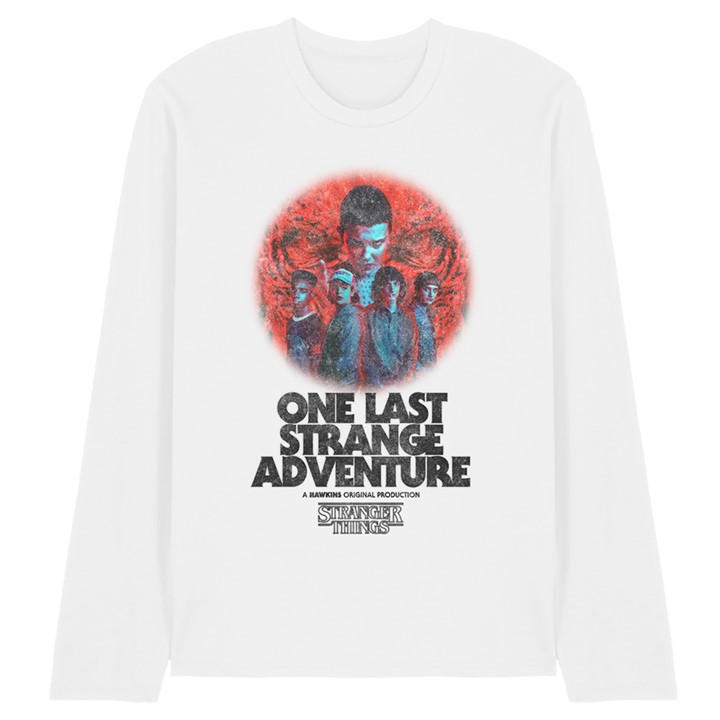 Stranger Things Men's White One Last Adventure Poster Long Sle in Size 2XL, Sports Direct
