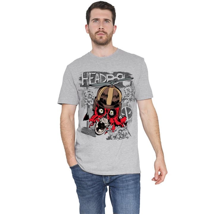 Marvel Men's Grey Deadpool & Wolverine Sketchbook Headpool Attacks T in Size 5XL, Sports Direct