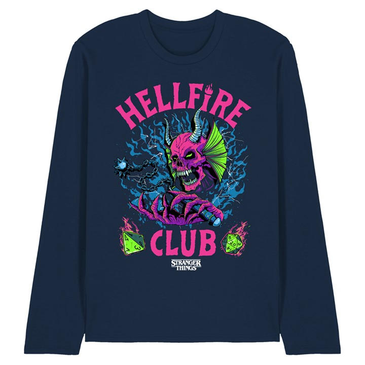 Stranger Things Men's Blue Hellfire Neon Dice Long Sleeve T-S in Size 2XL, Sports Direct