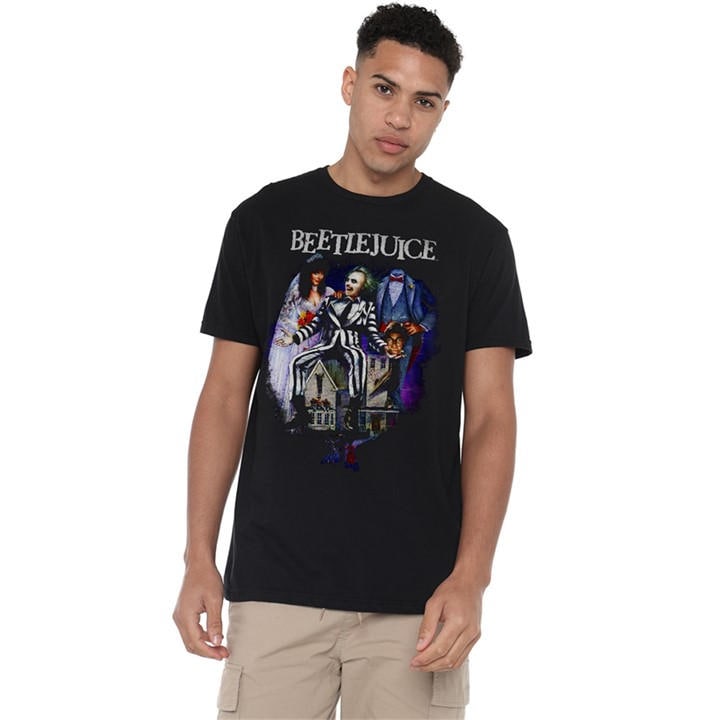 Warner Brothers Men's Black Beetlejuice Vintage Poster T-Shirt in Size 3XL, Sports Direct