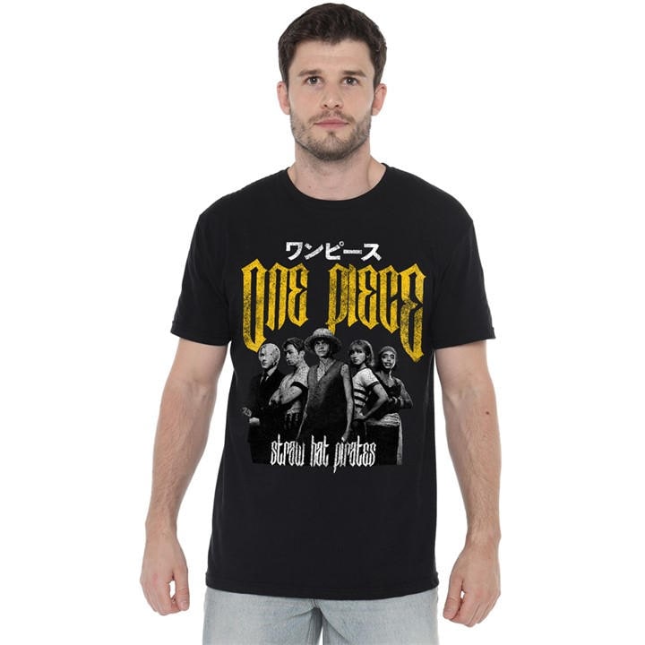 One Piece Men's Black Group Shot Anime Band T Shirt in Size 2XL, Sports Direct