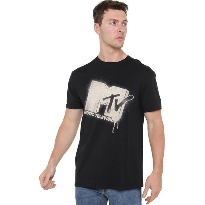 Men's Black Other Mtv Mtv Grey Over Spray T Shirt in Size 2XL, Sports Direct