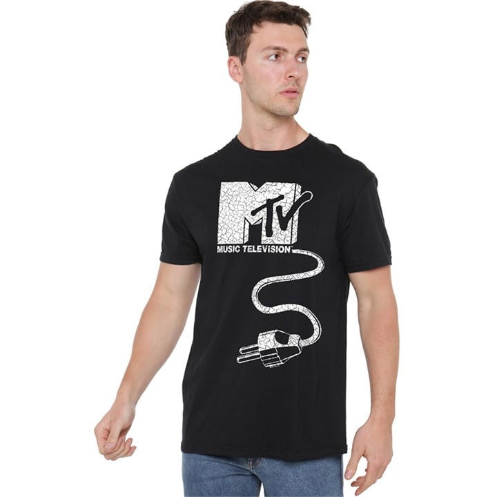 Men's Black Other Unplugged Mtv Logo With Giant Plug T Shirt in Size 5XL, Sports Direct