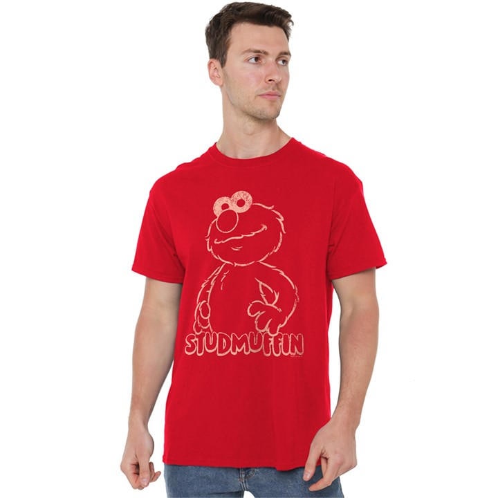 Sesame Street Men' Red Studmuffin T Shirt in Size S, Sports Direct