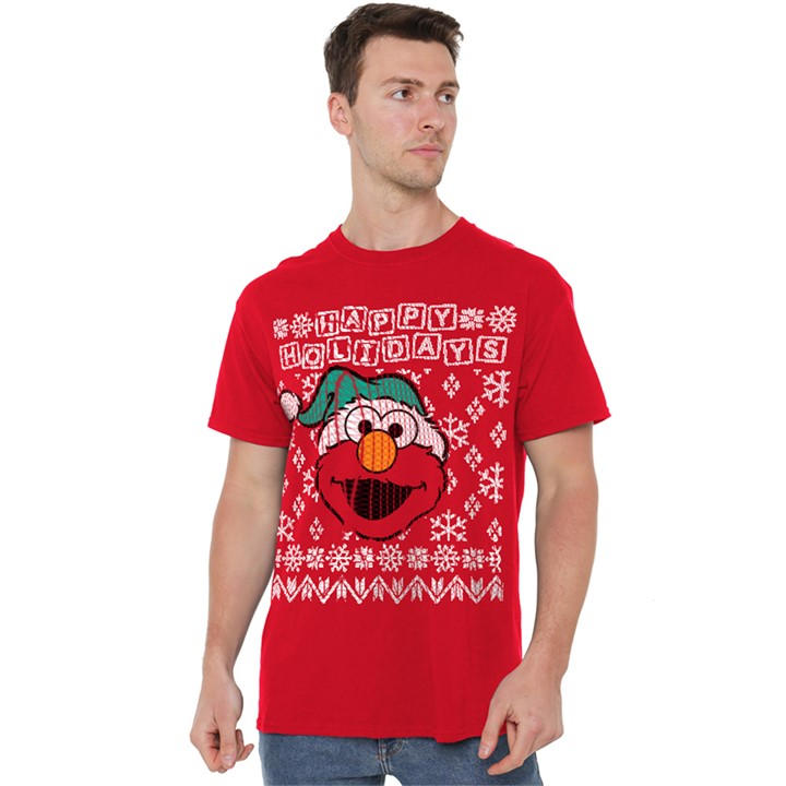 Sesame Street Men's Red Elmo Ugly Christmas T Shirt in Size 3XL, Sports Direct