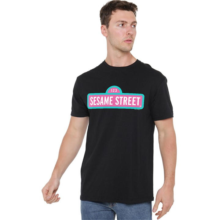 Sesame Street Men's Black Alt Logo T Shirt in Size L, Sports Direct