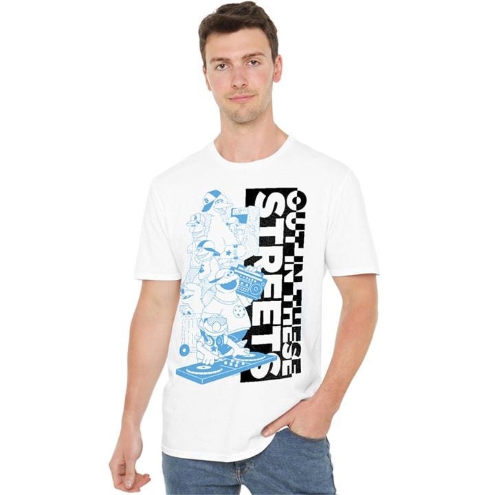 Sesame Street Men's White Out In These Streets T Shirt in Size 5XL, Sports Direct