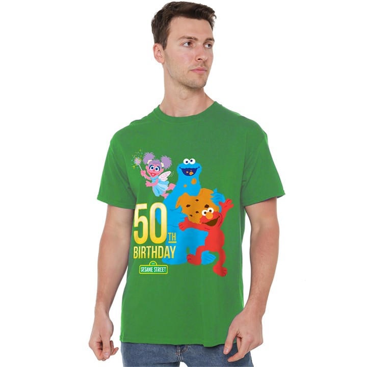 Sesame Street Men's Green 50Th Birthday T Shirt Kelly in Size XL, Sports Direct