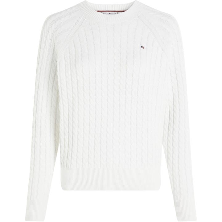Tommy Hilfiger Women's Cream Cable Knit Crew Neck Sweater in Size 14, Sports Direct