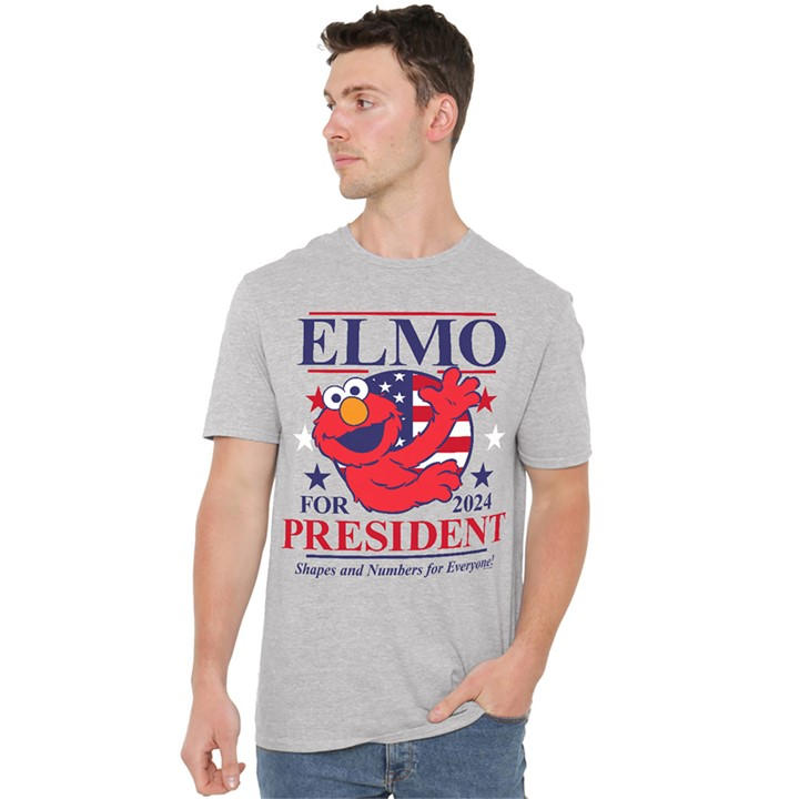 Sesame Street Men's Grey Elmo For President 2024 T Shirt Ath in Size 5XL, Sports Direct