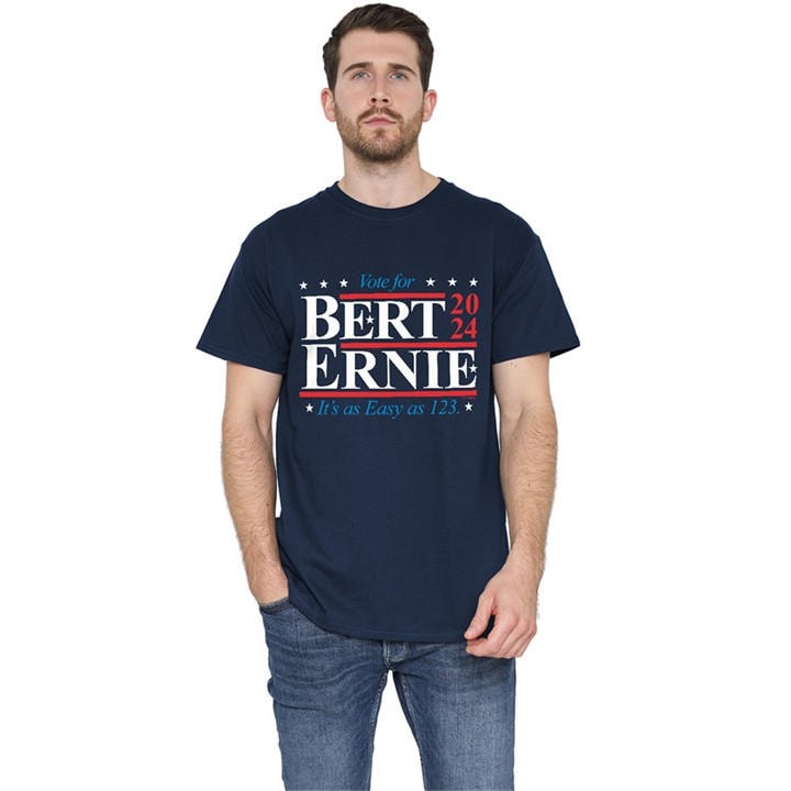 Sesame Street Men's Blue Bert Ernie For President 123 Vote T in Size 5XL, Sports Direct