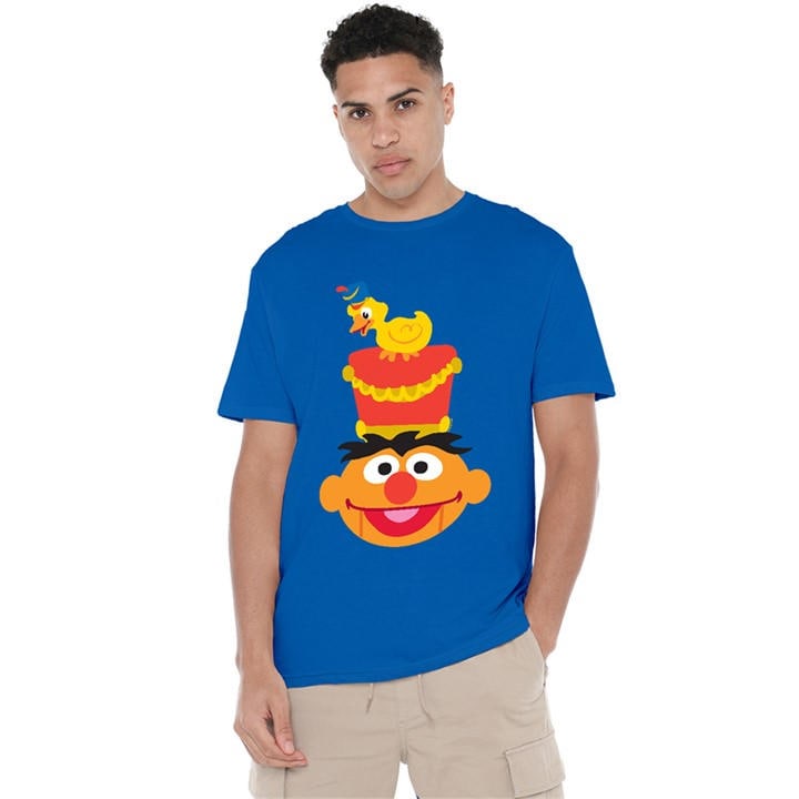 Sesame Street Men's Blue Christmas Nutcracker Ernie T Shirt in Size 4XL, Sports Direct