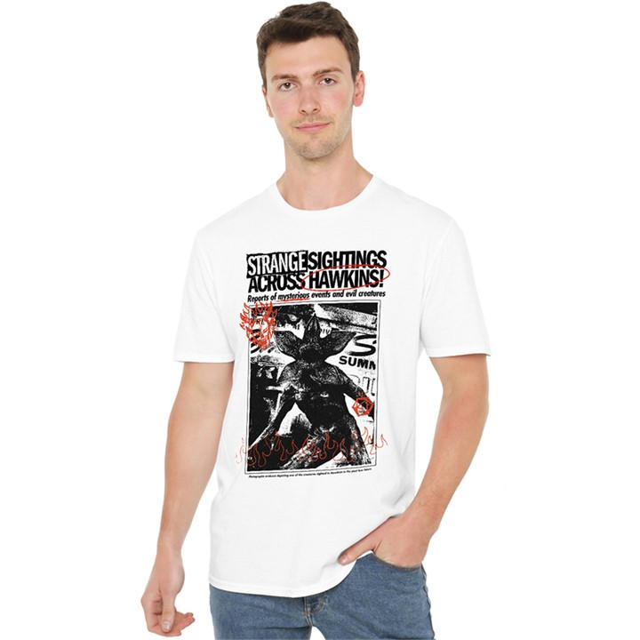 Stranger Things Men's White Newspaper Demogorgon Sighting T-Sh in Size M, Sports Direct