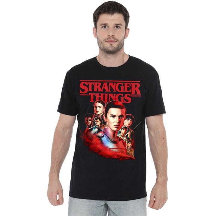 Stranger Things Men's Black Hawkins Heroes Poster T-Shirt Bla in Size L, Sports Direct