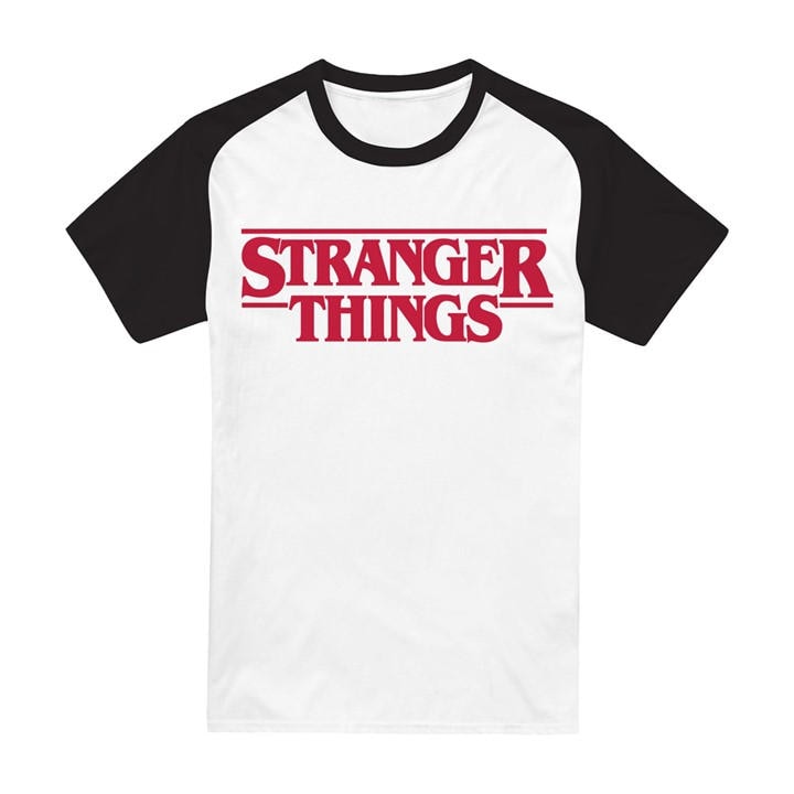 Stranger Things Men's  Main Logo Raglan Short Sleeve Base in Size L, Sports Direct