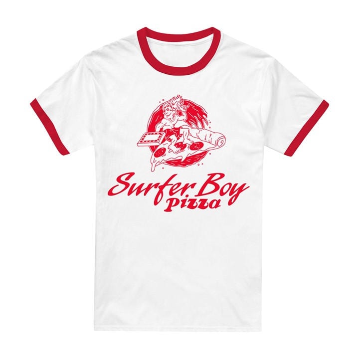 Stranger Things Men's  Surfer Boy Pizza Ringer T-Shirt W in Size M, Sports Direct
