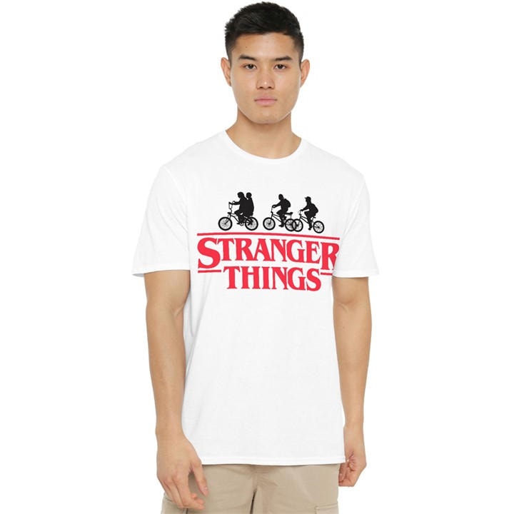 Stranger Things Men's White Silhouette Bike Logo T-Shirt Whit in Size XL, Sports Direct