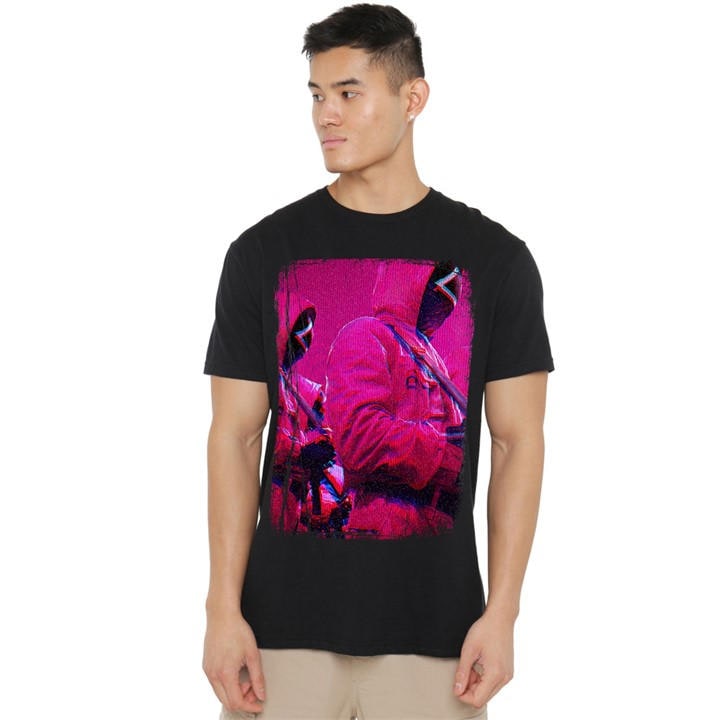Squid Game Men's Black Guards Tv Screen T-Shirt in Size 3XL, Sports Direct