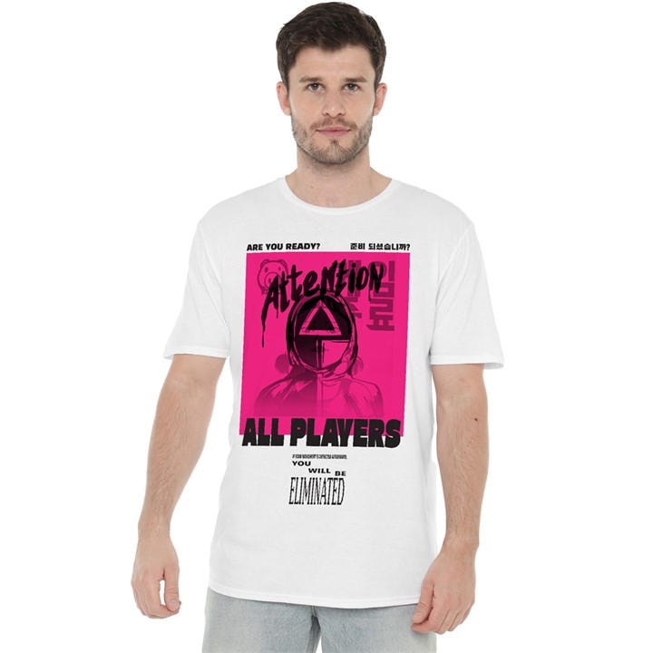 Squid Game Men' White Attention Guard T-Shirt in Size S, Sports Direct