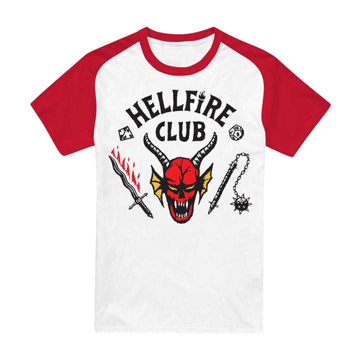 Stranger Things Men's  Hellfire Club Raglan Short Basebal in Size XL, Sports Direct