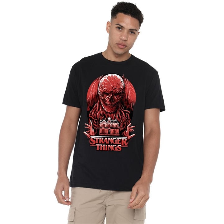 Stranger Things Men's Black Vecna Horror T-Shirt in Size 2XL, Sports Direct