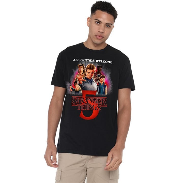 Stranger Things Men's Black Season Five Poster T-Shirt in Size 2XL, Sports Direct