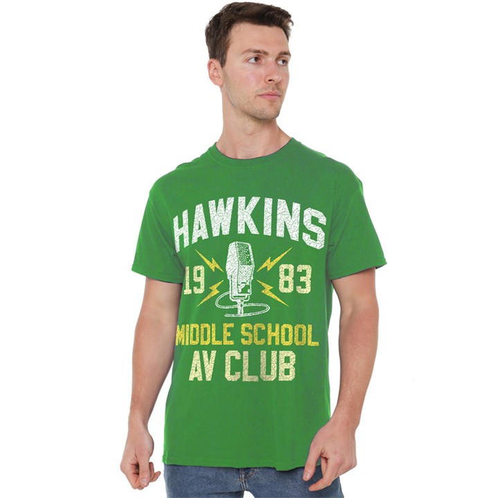 Stranger Things Men's Green Hawkins Middle School T-Shirt Kel in Size 3XL, Sports Direct