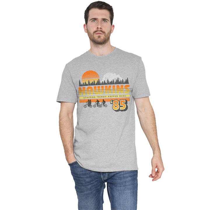 Stranger Things Men's Grey Hawkins Retro 85 T-Shirt Athletic in Size 2XL, Sports Direct