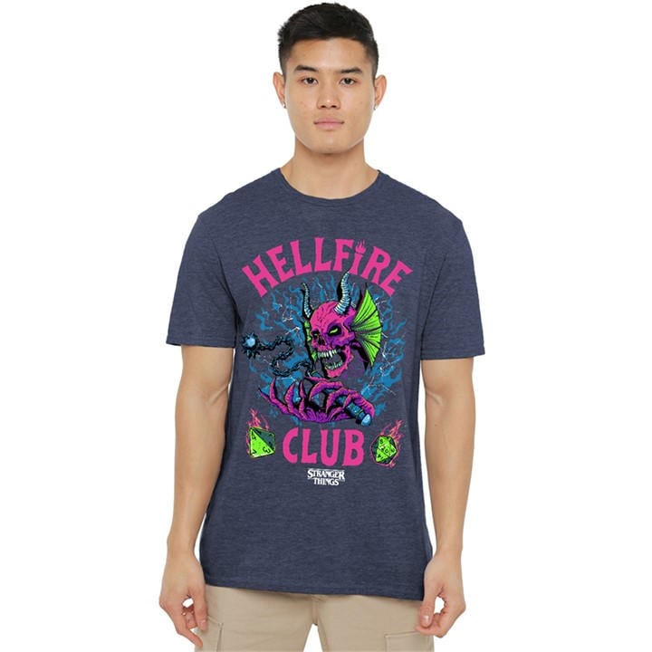 Stranger Things Men's Blue Hellfire Neon Dice T-Shirt Navy in Size 2XL, Sports Direct
