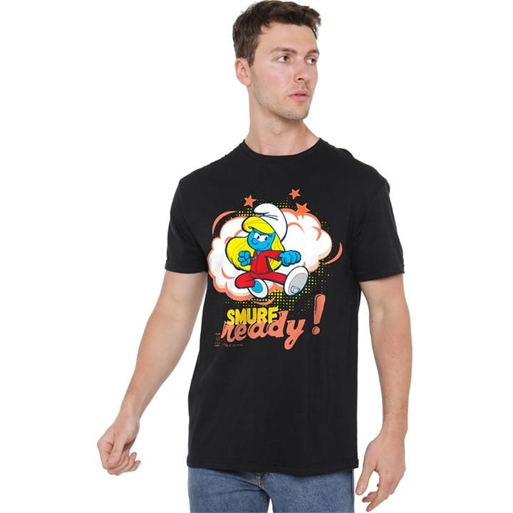 Men's Black Other The Smurfs Smurfette Smurf Ready T Shirt in Size 5XL, Sports Direct