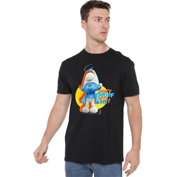 Men's Black Other The Smurfs Grouchy Dont Smurf With Me T Shirt Bl in Size 4XL, Sports Direct