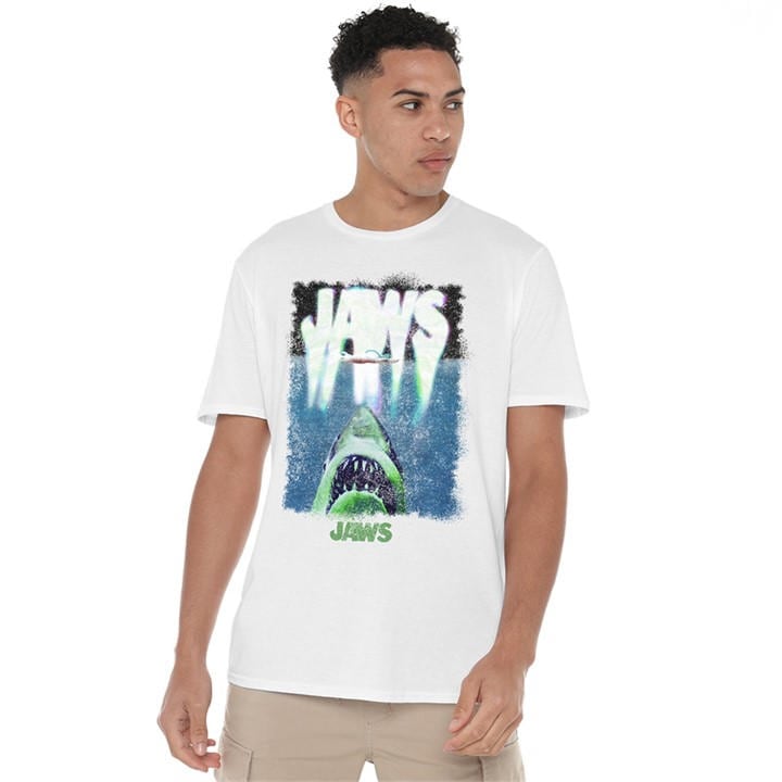Universal Men's White Jaws Acid Warp T Shirt in Size XL, Sports Direct