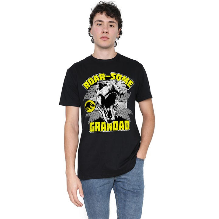 Universal Men's Black Jurassic Park Roarsome Grandad T-Shirt in Size 5XL, Sports Direct