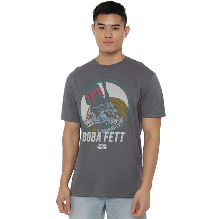 Star Wars Men's Grey Retro Boba T-Shirt in Size 4XL, Sports Direct