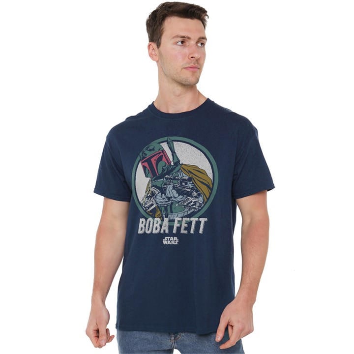 Star Wars Men's Blue Retro Boba T-Shirt in Size 4XL, Sports Direct