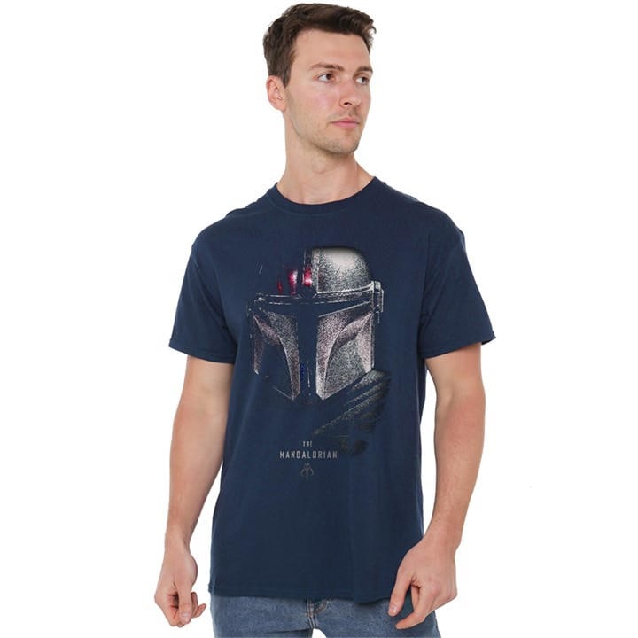 Star Wars Men's Blue Mandalorian Shadows T-Shirt in Size M, Sports Direct
