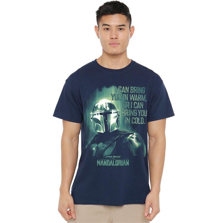 Star Wars Men' Blue The Mandalorian Bring You In Cold Quote T-Shirt N in Size S, Sports Direct