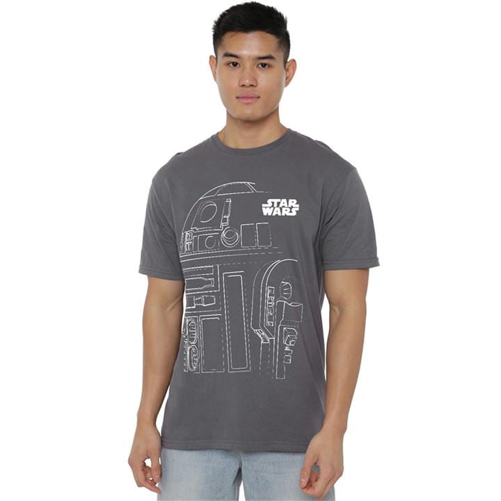 Star Wars Men's Grey R2d2 Outline T-Shirt in Size 2XL, Sports Direct