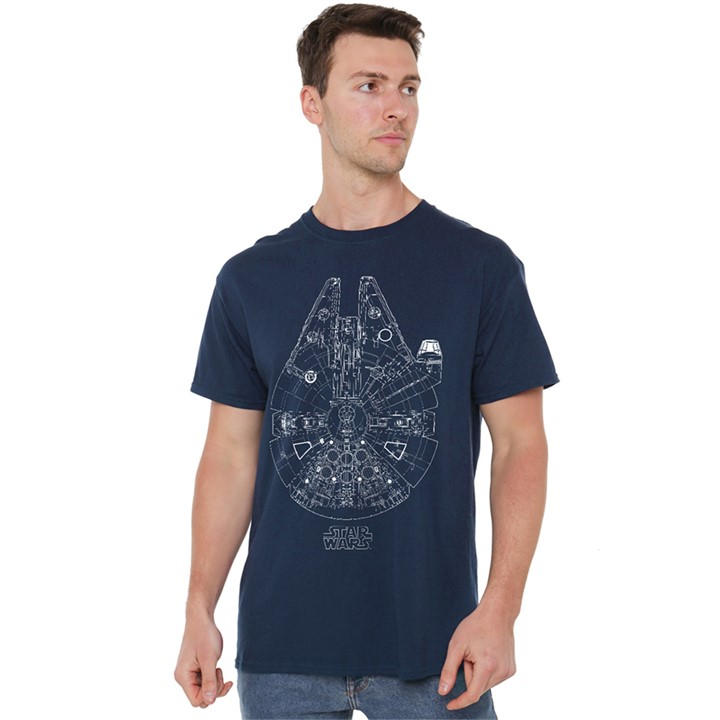 Star Wars Men's Blue Millenium Lines T-Shirt in Size M, Sports Direct