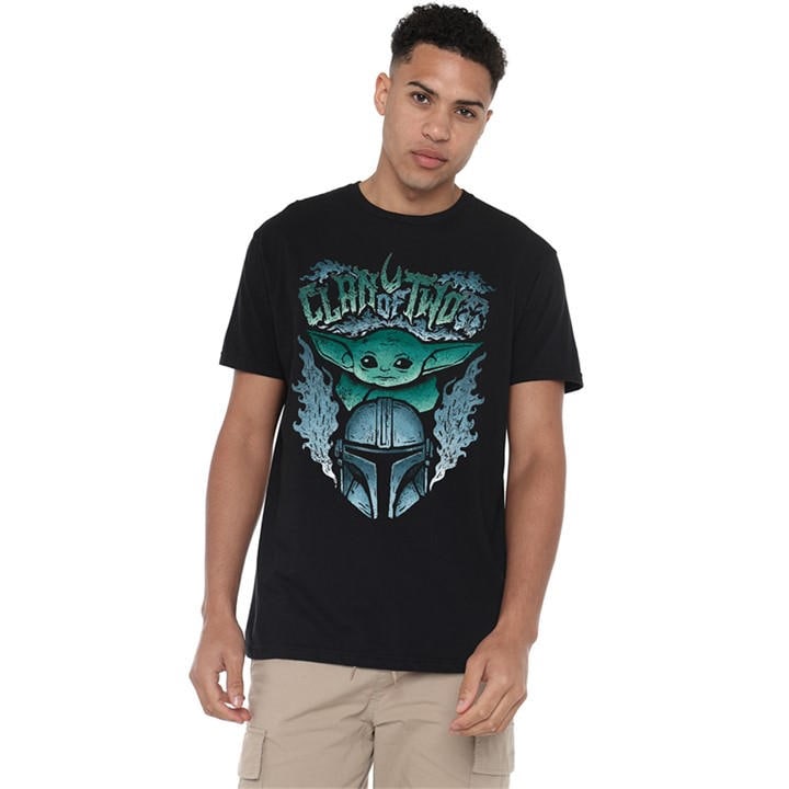 Star Wars Men's Black The Mandalorian Clan Of Two Metal Band T-Shirt Bl in Size XL, Sports Direct