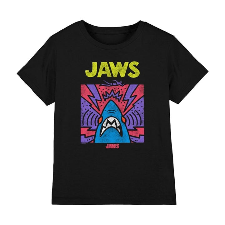 Universal Boys Black Jaws Marker Pen Poster Kids T Shirt, Sports Direct