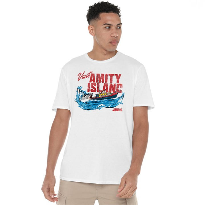 Universal Men's White Jaws Visit Amity Island Bite T Shirt in Size 5XL, Sports Direct