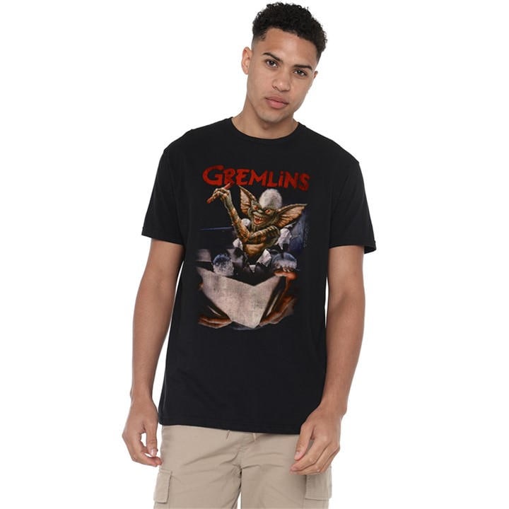 Warner Brothers Men's Black Gremlins Mohawk Poster T-Shirt in Size 4XL, Sports Direct