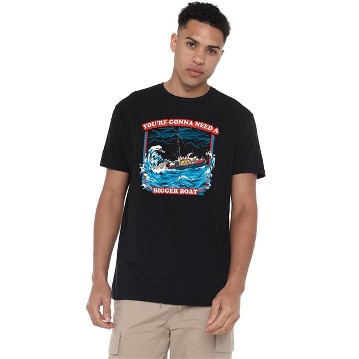 Universal Men's Black Jaws Bigger Boat Retro T Shirt in Size 3XL, Sports Direct