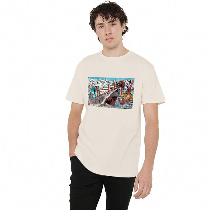 Universal Men's Beige Jaws Amity Island Postcard T Shirt Natural in Size M, Sports Direct