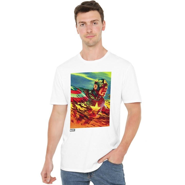 Captain America Men's White Marvel War Cry T-Shirt in Size XL, Sports Direct