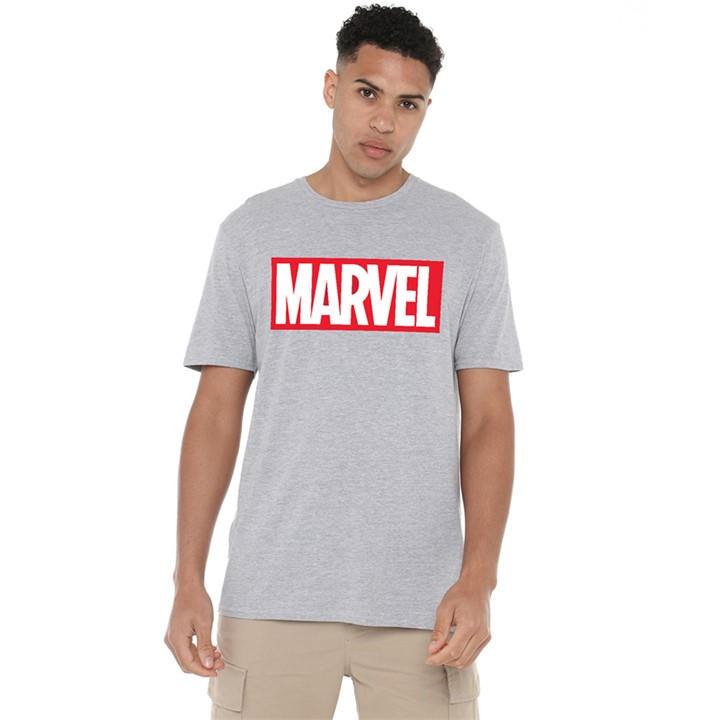 Marvel Men's Grey Core Logo Cotton T-Shirt Black in Size XL, Sports Direct