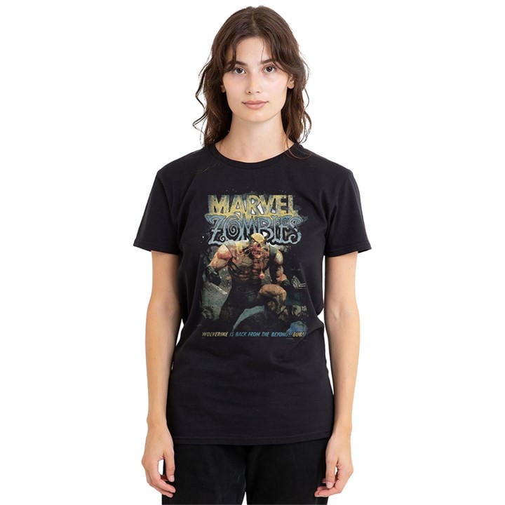 Marvel Women's Black Zombies Undead Wolverine Cover T-Shirt, Sports Direct