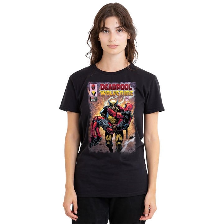 Marvel Women's Black Deadpool Wolverine Wolverine Saves Deadpool Comic in Size XL, Sports Direct